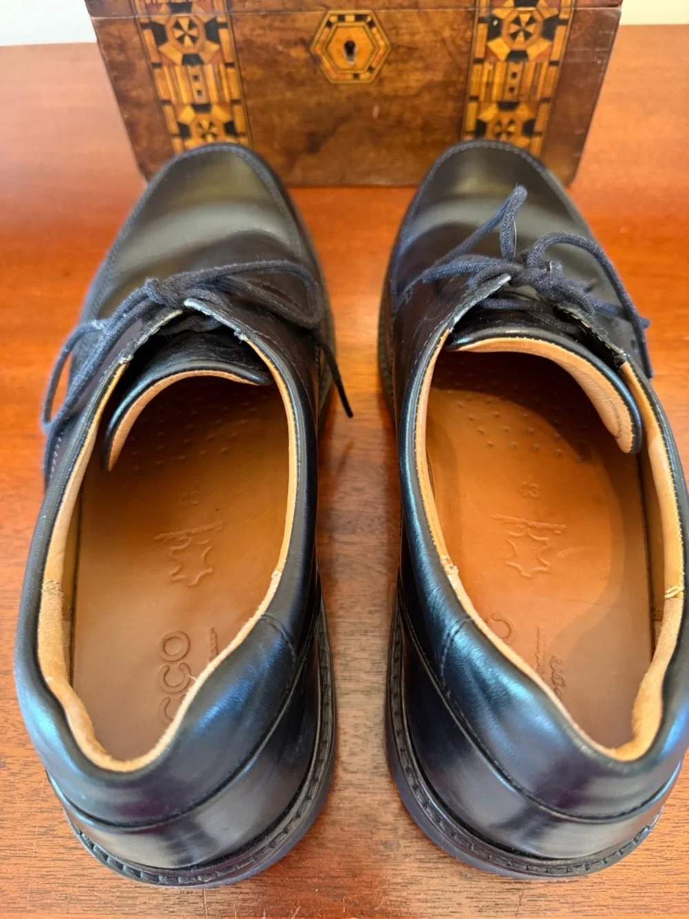 ECCO Men’s Black Leather Derby Oxford Shoes EU 43 US 9-9.5